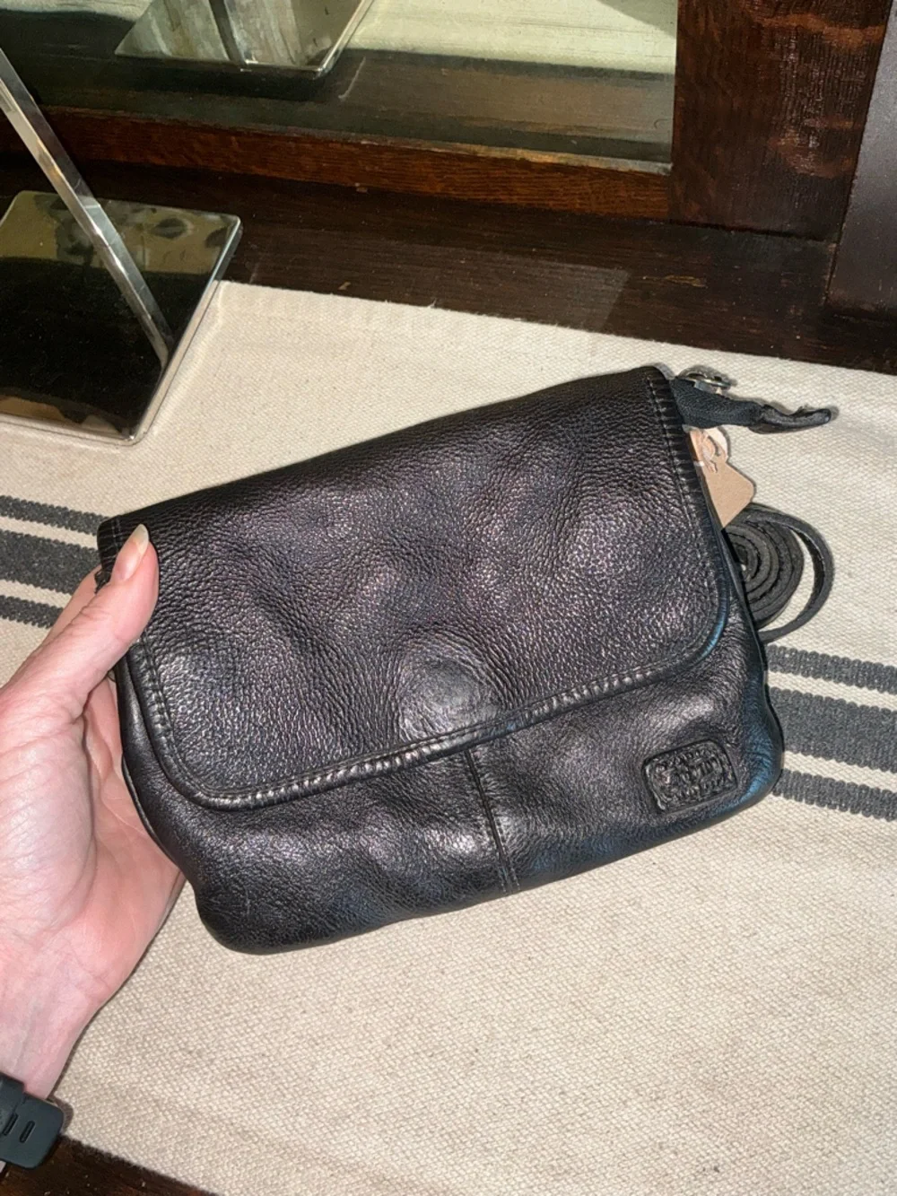 NWT Bed Stu Leather Ziggy Clutch Crossbody Belt Bag Black DD Retail $185